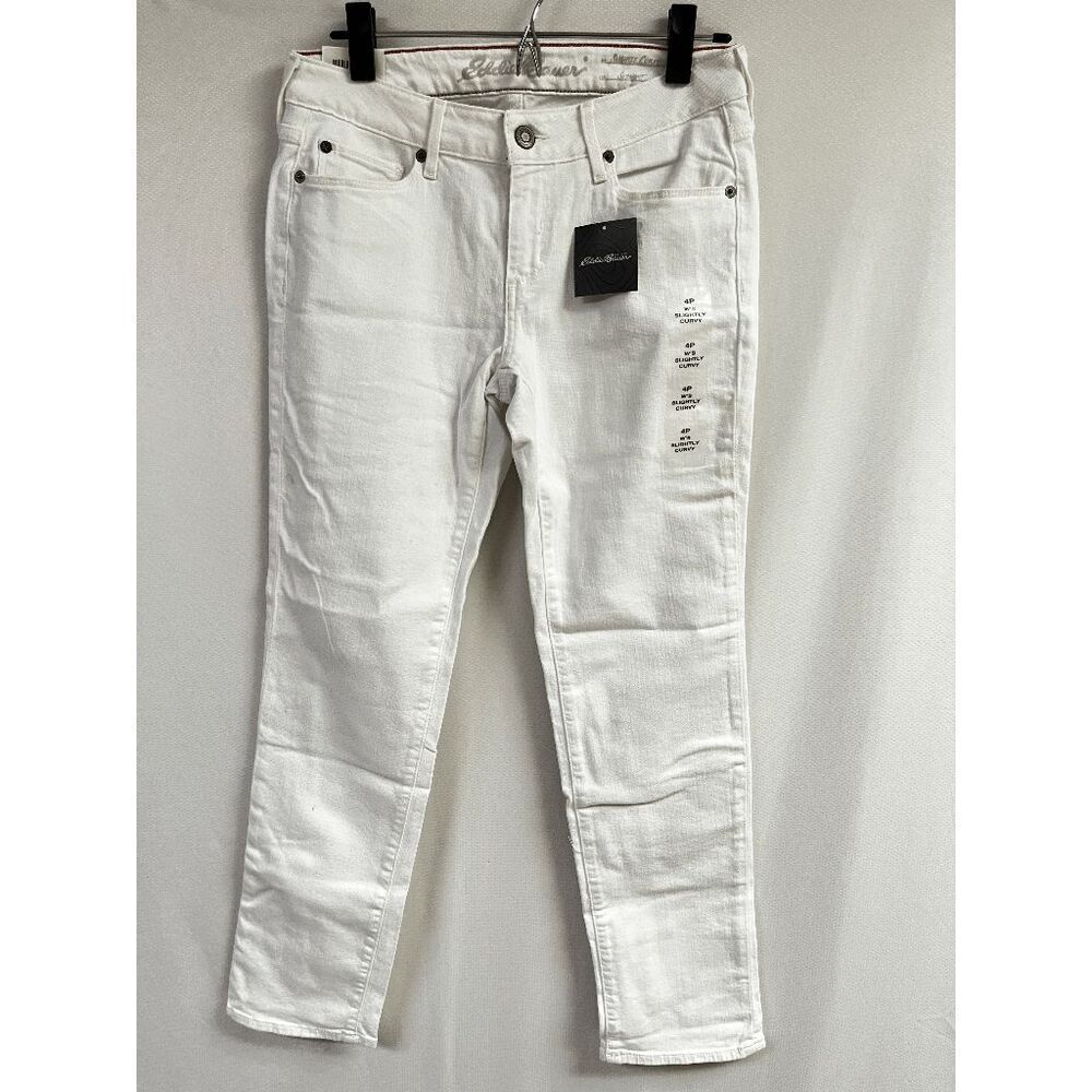 Eddie Bauer Womens Stretch Slightly Curvy Straight Leg Jeans Size 4 White NWT